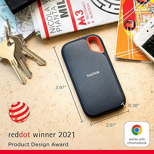 SanDisk 8TB Extreme Portable SSD - Up to 1050MB/s, USB-C, USB 3.2 Gen 2, IP65 Water and Dust Resistance, Updated Firmware - External Solid State Drive - SDSSDE61-8T00-G25 Black 8TB