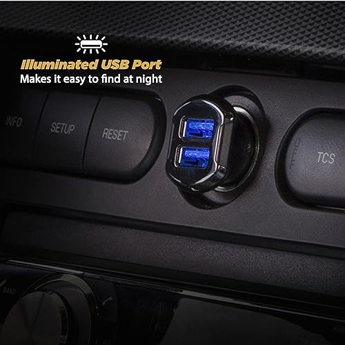 Scosche USBC242M 12 Watts per Port, 24W/4.8A Total Output USB Car Charger- The Fastest Charge Rate for Apple and Android Devices-Retail Packaging-Black Black Dual Port