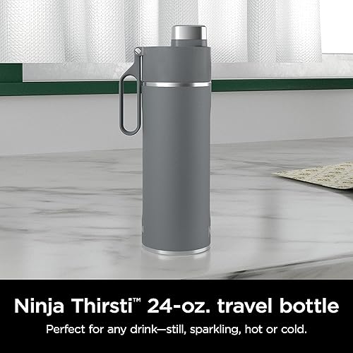 Ninja Thirsti 24oz Travel Bottle for Sparkling Drinks, Fizzier Longer, Leak Proof, 24 Hours Cold, Dishwasher Safe, Insulated Tumbler, Grey, DW2401CGY (Canadian Version)