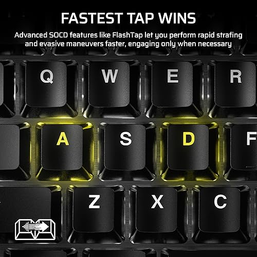 CORSAIR K70 PRO TKL RGB Tenkeyless Mechanical Wired Gaming Keyboard – Pre-Lubed Hall Effect MGX Hyperdrive Adjustable Switches, Simultaneous SOCD and Rapid Trigger, ABS Double-Shot, QWERTY NA – Black