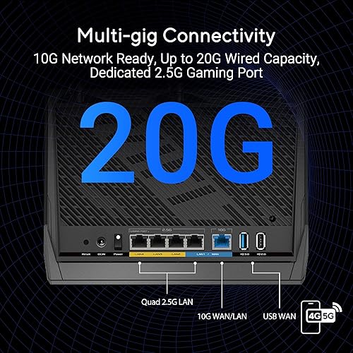 ASUS RT-BE86U BE6800 Dual-Band WiFi 7 Router, Supports 4096-QAM, MLO, AI WAN Detection, AiMesh, Subscription-Free Network Security, and Comprehensive VPN Features, Guest Network Pro, Gaming WiFi 7 | BE6800