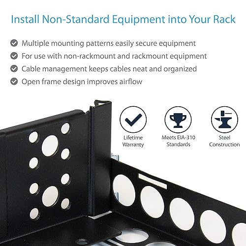 StarTech.com 2U Universal Rack Mount Rails - for 19in Server Rack Enclosure or Cabinet - Adjustable A/V Rack Rails (UNIRAILS2U) Rack Rails 2U | 100 lbs