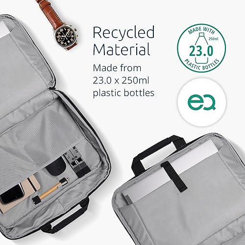 Kensington EQ 16 Laptop Carrying Case, Protective with Padded Straps and Compartments, Clampshell Design, Made from 23.0 x 250ml Plastic Bottles - for Laptops Up to 16 (K60390WW)