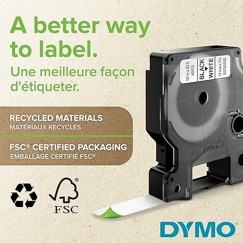 DYMO 53713 D1 High-Performance Polyester Removable Label Tape, 1 x 23 ft, Black on White 24 mm x 7 m Black/White