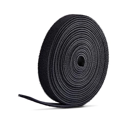 StarTech.com 75ft (22.8m) Hook and Loop Roll, 0.5in Wide, Black, Cut-to-Size Reusable Cable Ties, Fastener Tape, Bulk Roll