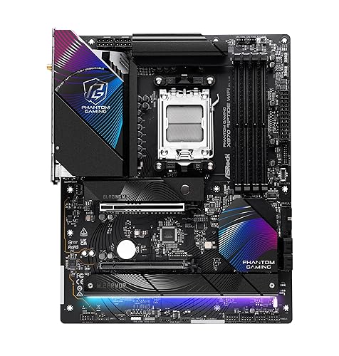 ASRock Phantom Gaming X870 Riptide WiFi 7 AMD Ryzen Socket AM5 ATX Motherboard DDR5 DIMMs 8000 MHz 256 GB USB4 M.2 SATA3 6.0 Gb/s