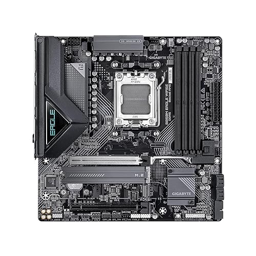 GIGABYTE B850M Eagle WIFI6E AMD AM5 Motherboard, M-ATX, DDR5, 2X M.2, PCIe 5.0, USB-C, USB 3.2 Gen 2, WIFI6E, 2.5GbE LAN, EZ-Latch, Wi-Fi EZ-Plug