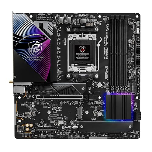 ASRock AMD B850M Phantom Gaming Riptide WiFi 7 Socket AM5 Ryzen DDR5 B850 8000 MHz 256GB Micro ATX Motherboard M.2 SATA3 6.0 Gb/s PCIe 5.0