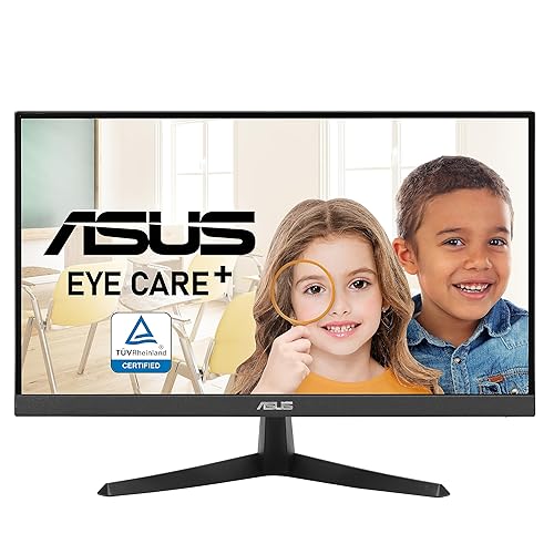 ASUS 22” (21.45” viewable) 1080P Eye Care Monitor (VY229HE) – Full HD, IPS, 75Hz, IPS, 1ms, Adaptive-Sync, Eye Care Plus Technology, Color Augmentation, Rest Reminder, HDMI, VGA, VESA Wall Mountable