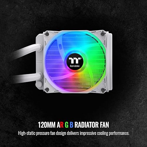 Thermaltake TH120 ARGB Motherboard Sync Snow Edition Intel LGA1700 Ready/AMD AM5 All-in-One Liquid Cooling System 120mm High Efficiency Radiator CPU Cooler CL-W346-PL12SW-A, White