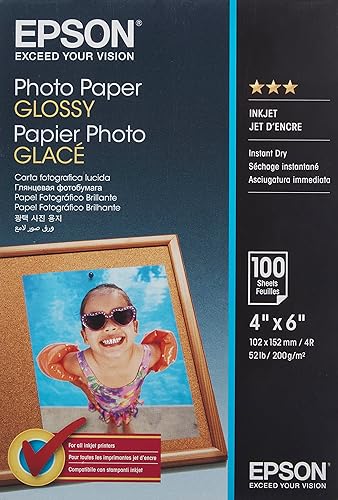 Epson Print Photo Paper Glossy 4inx6in, 100 Sheets