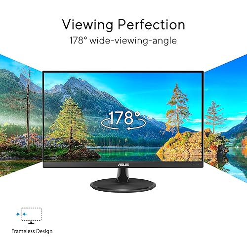 ASUS 22” 1080P Eye Care Monitor (VP227HF) - (21.45-inch viewable), Full HD, 99% sRGB, Frameless, 100Hz, Adaptive-Sync, 1ms, HDMI, Low Blue Light, Flicker Free, VESA Wall Mountable, 3 yr Warranty