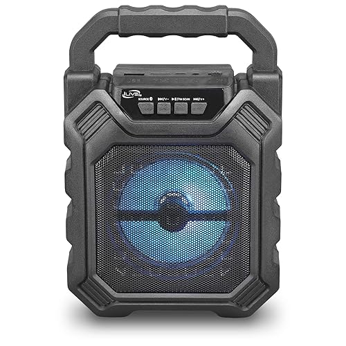 iLive ISB199B Wireless Tailgate Party Speaker, with LED Light Effects and Built-in Rechargeable Battery, Black