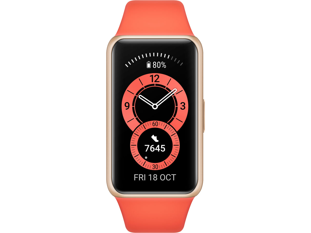 HUAWEI 55026636 Band 6, 2-week Battery, 1.47'' AMOLED Touch Screen, Heart Rate Monitoring, Amber Sunrise