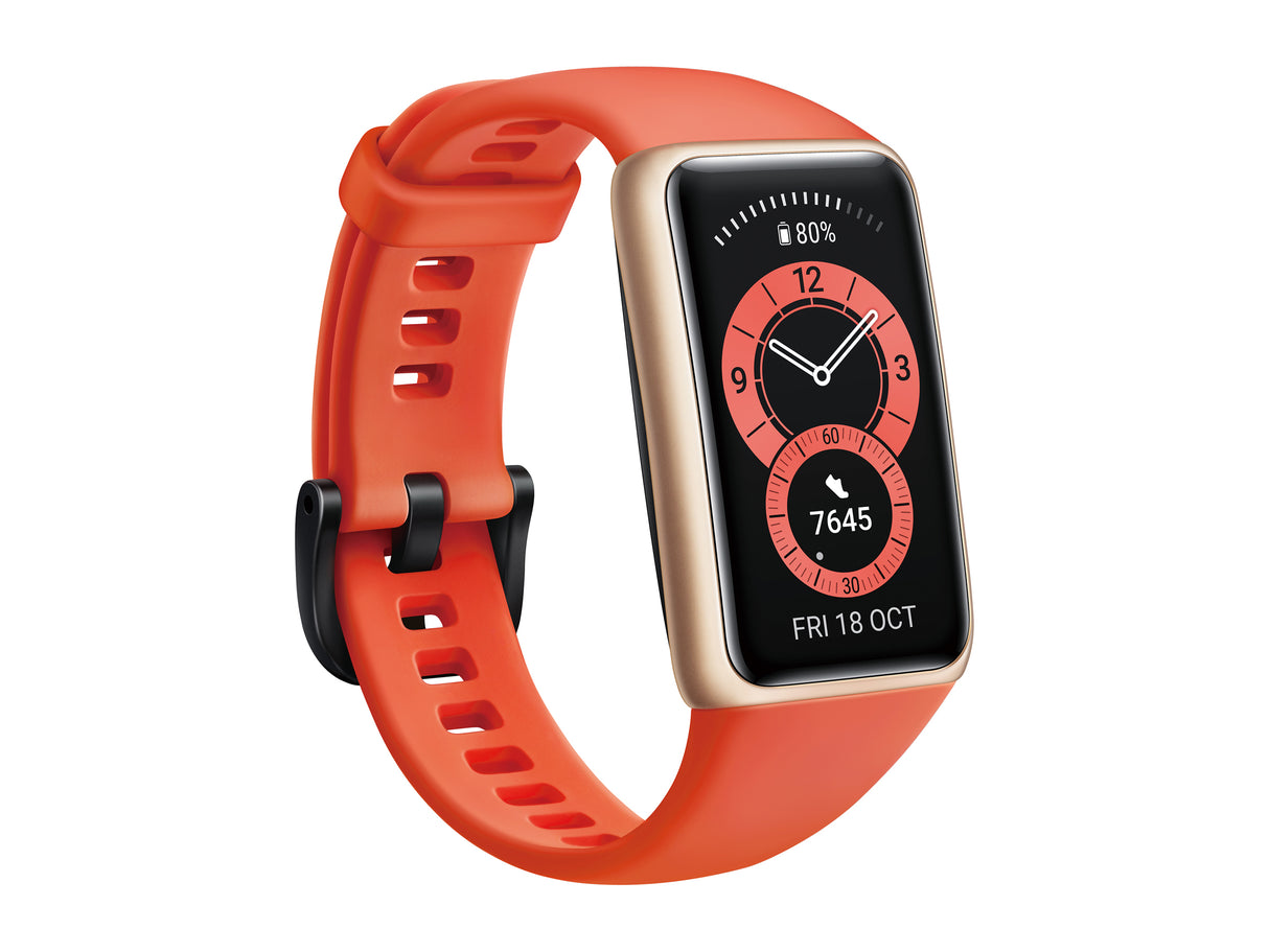 HUAWEI 55026636 Band 6, 2-week Battery, 1.47'' AMOLED Touch Screen, Heart Rate Monitoring, Amber Sunrise
