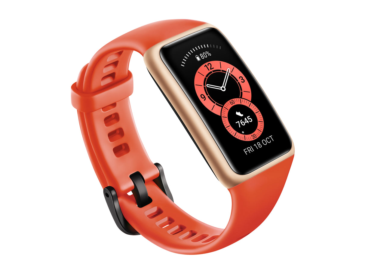 HUAWEI 55026636 Band 6, 2-week Battery, 1.47'' AMOLED Touch Screen, Heart Rate Monitoring, Amber Sunrise