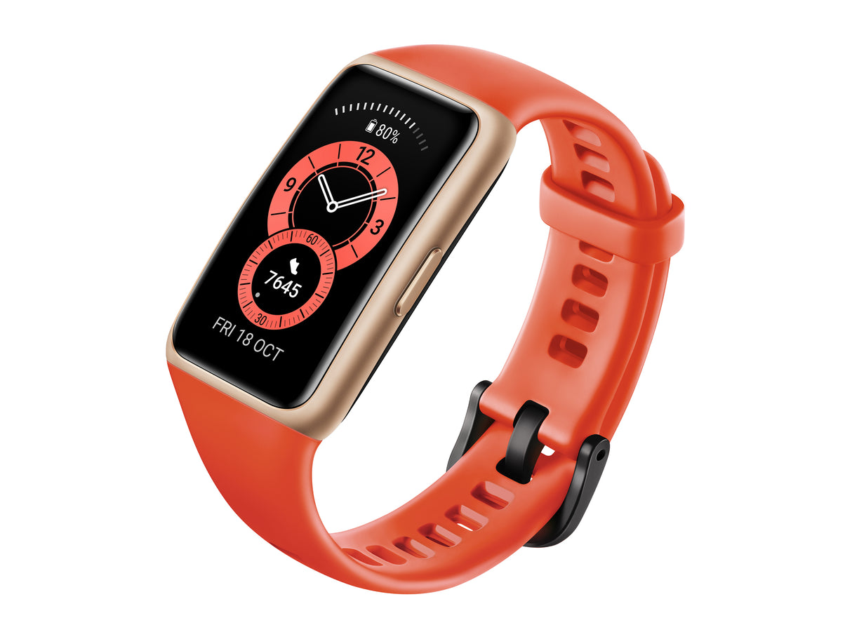 HUAWEI 55026636 Band 6, 2-week Battery, 1.47'' AMOLED Touch Screen, Heart Rate Monitoring, Amber Sunrise