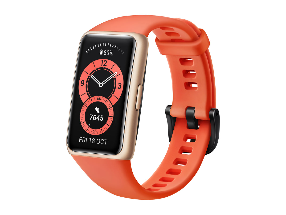 HUAWEI 55026636 Band 6, 2-week Battery, 1.47'' AMOLED Touch Screen, Heart Rate Monitoring, Amber Sunrise