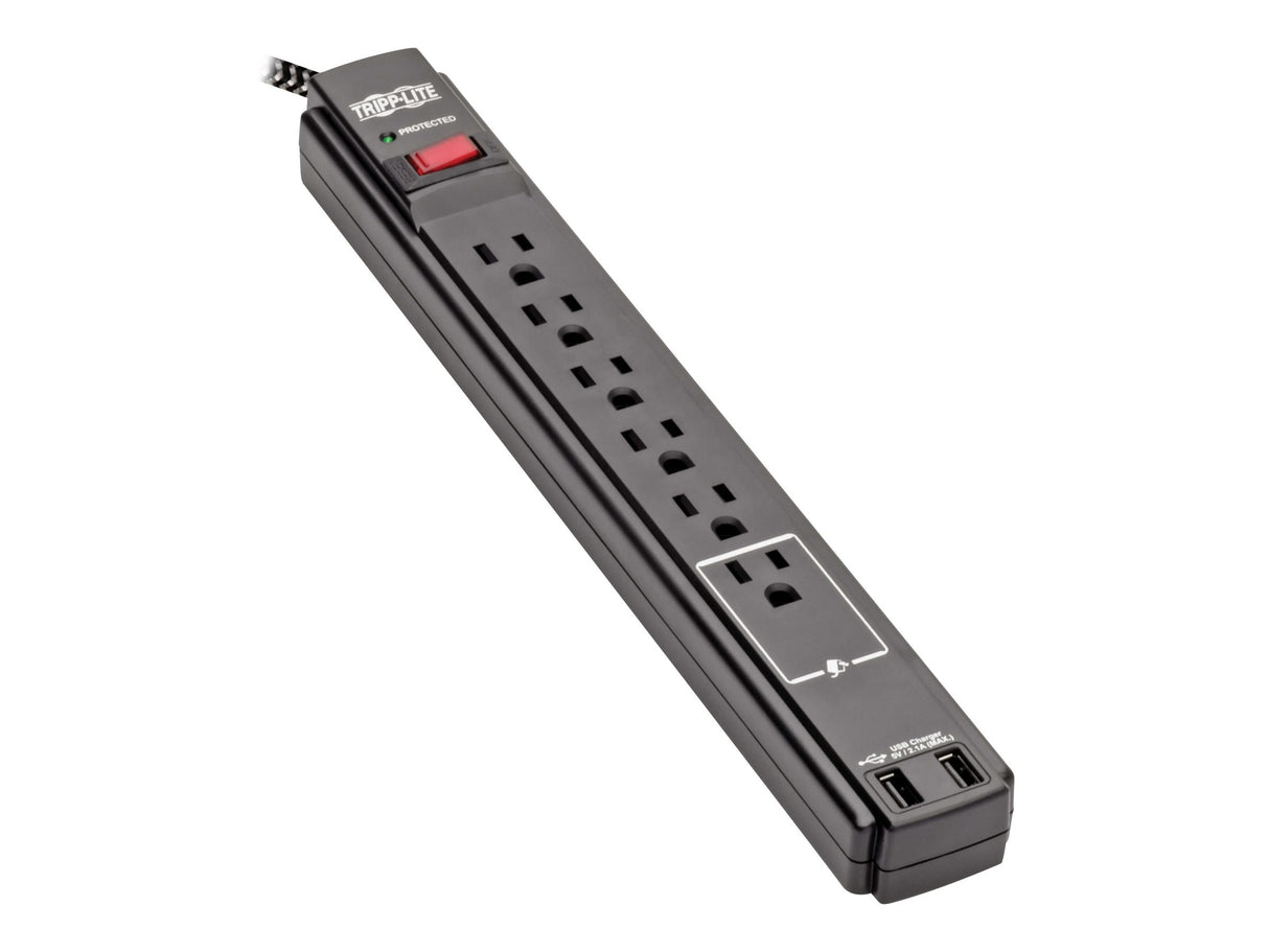 Safe-IT Surge Protector 6-Outlet 2 USB Ports Antimicrobial 10ft Cord