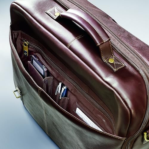 Samsonite Colombian Leather Flap-Over Messenger Bag, Brown, One Size One Size Brown