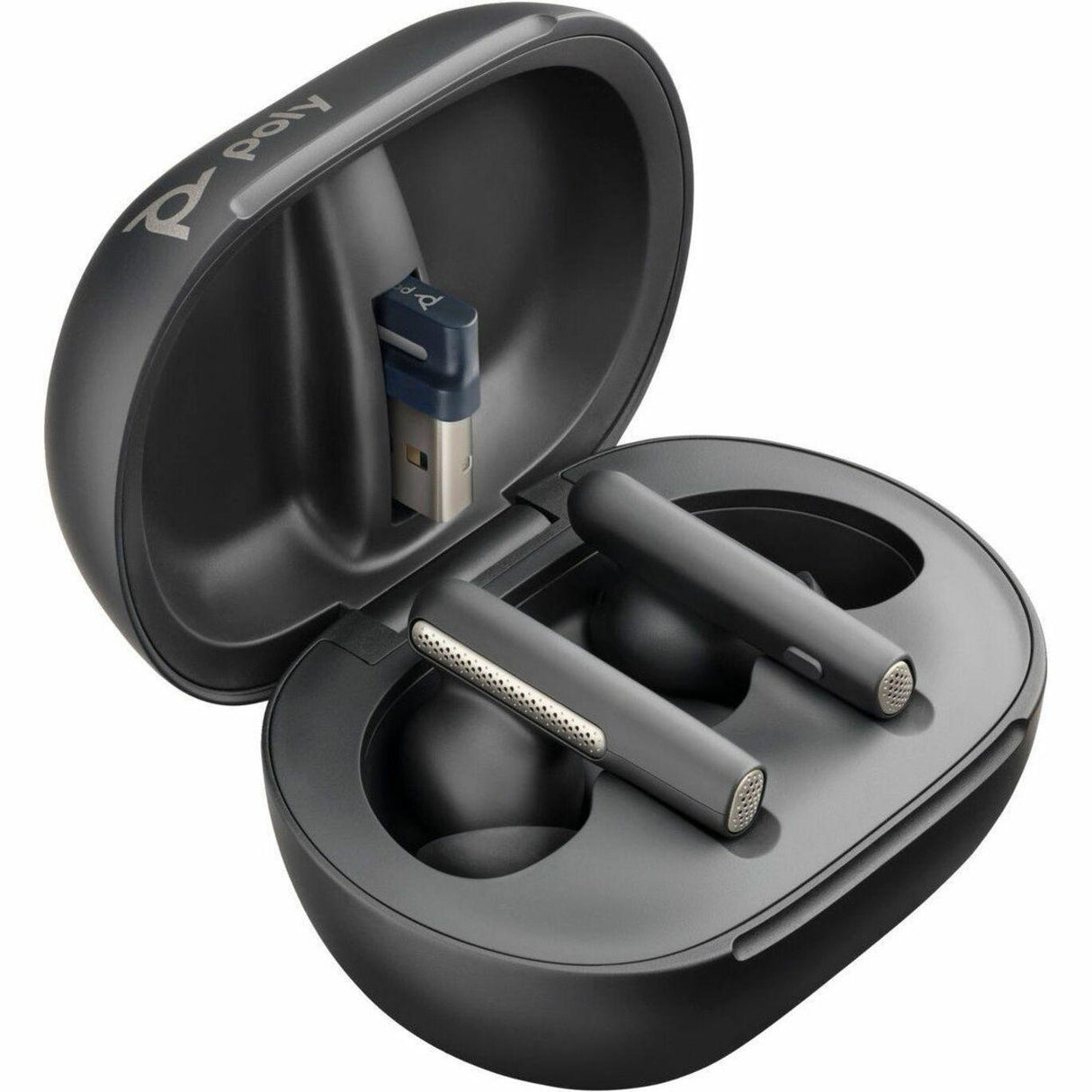 Poly Voyager Free 60+ UC M Carbon Black Earbuds +BT700 USB-C Adapter +Touchscreen Charge Case (7Y8H0AA)
