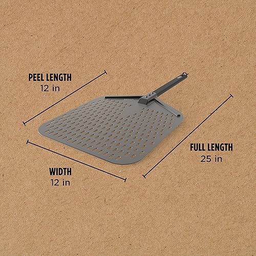 Ninja Woodfire Outdoor Perforated Pizza Peel, Compatible with Ninja Woodfire Outdoor Oven (OO100 Series), Hanging Drawstring, Aluminum, Grey/Black, XSKOPPLC