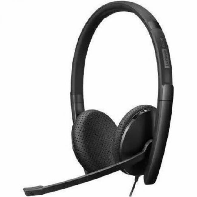 Lenovo Wired VoIP Headset (UC) - Stereo - USB Type C - Wired - 2.2 Kilo Ohm - 20 Hz - 20 kHz - On-ear, Over-the-head - Binaural - Supra-aural - 5.86 ft Cable - Noise Cancelling Microphone - Black