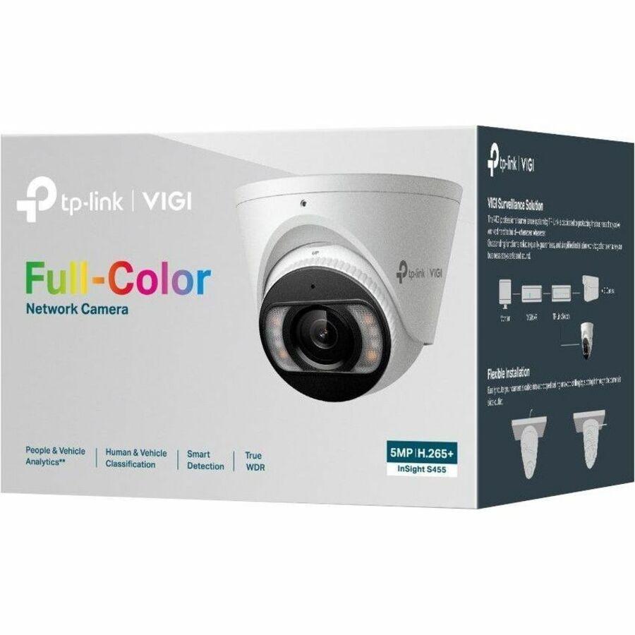 TP-Link InSight InSight S455 5 Megapixel Network Camera - Color - Turret - 98 ft Infrared/Color Night Vision - H.265+, H.265, H.264, H.264+, H.264H, H.265M - 2880 x 1620 - 4 mm Fixed Lens - 30 fps - C