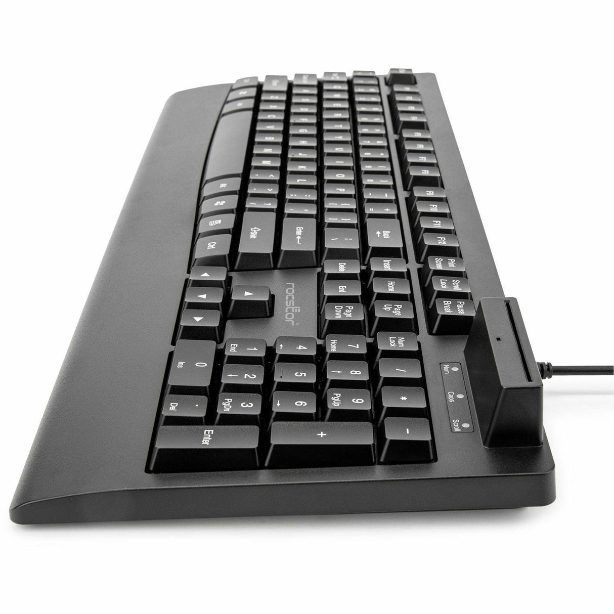 Rocstor KS18 Security USB Keyboard with Built-in Smart Card Reader -104 Keys - 104 Keys - QWERTY Layout - Smart Card Reader - USB - Black