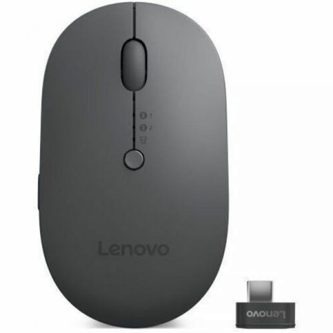 Lenovo X9 Edition Mouse - Blue Optical - Cable/Wireless - Bluetooth/Radio Frequency - 2.40 GHz - Rechargeable - Thunder Gray - USB Type C - 2400 dpi - Scroll Wheel - 5 Button(s) - Symmetrical - 3 Mont