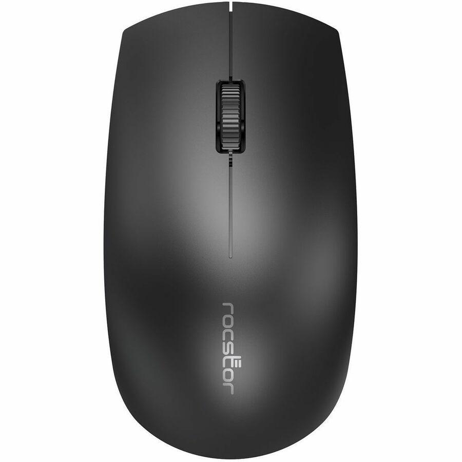 Rocstor Premium Combo Keyboard & Mouse - Wireless RF 2.40 GHz Keyboard - Black - Wireless RF Mouse - 1200 dpi - Black