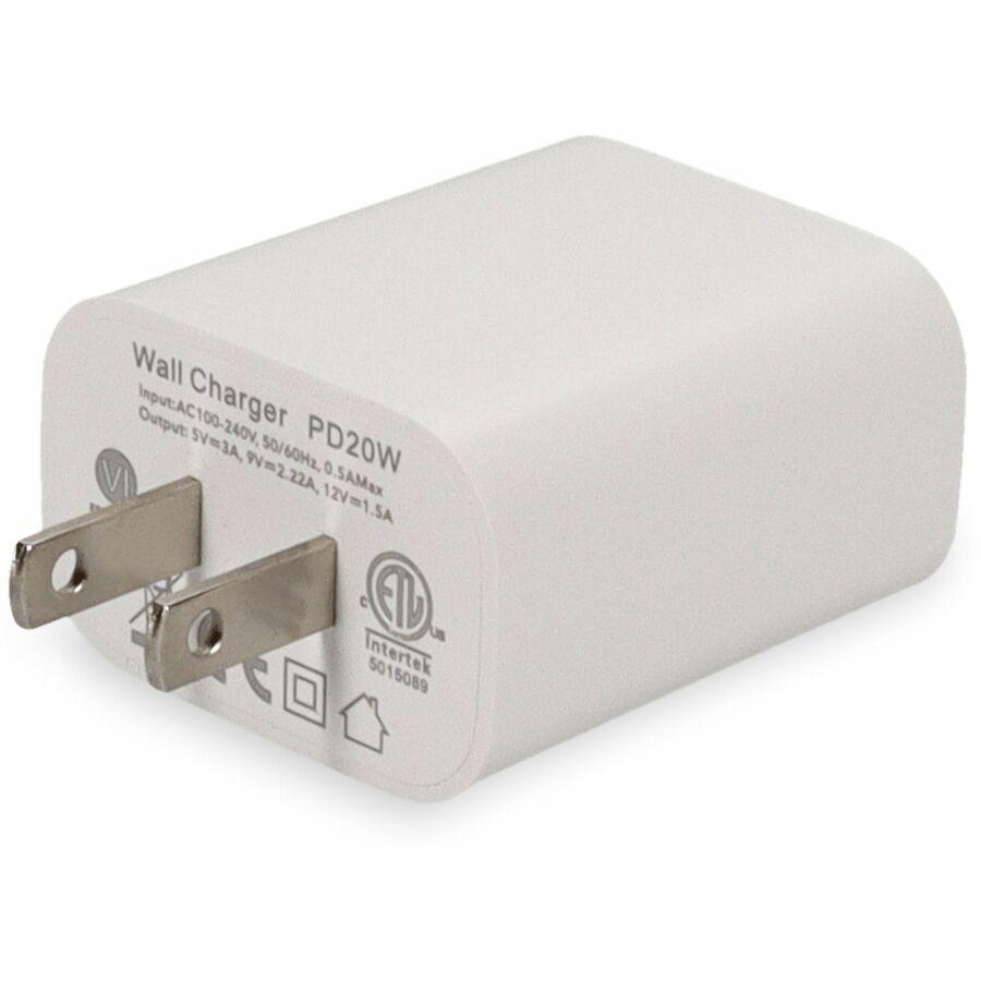 AddOn Wall Plug to USB 3.1 Type C 5V 3A White Wall Charger