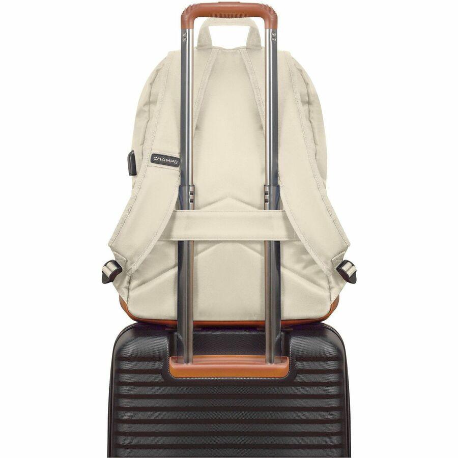 Champs Vintage Carrying Case (Backpack) for 11 to 15.6 Water Bottle, Notebook, Tablet, Glasses, Earphone, Travel - Ivory - Water Resistant, Water Proof Zipper - Nylon Body - Shoulder Strap