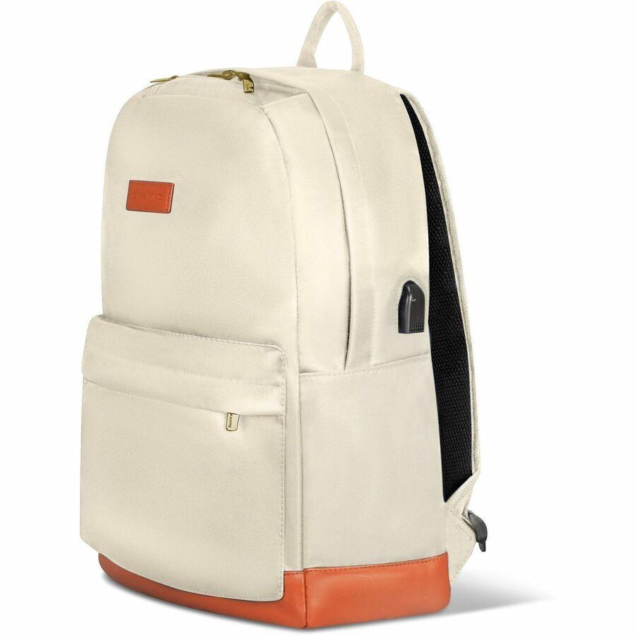 Champs Vintage Carrying Case (Backpack) for 11 to 15.6 Water Bottle, Notebook, Tablet, Glasses, Earphone, Travel - Ivory - Water Resistant, Water Proof Zipper - Nylon Body - Shoulder Strap