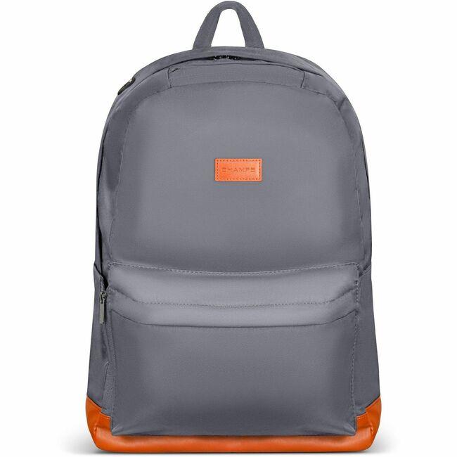 Champs Vintage Carrying Case (Backpack) for 11 to 15.6 Water Bottle, Notebook, Tablet, Glasses, Earphone, Travel - Gray - Water Resistant, Water Proof Zipper - Nylon Body - Shoulder Strap,