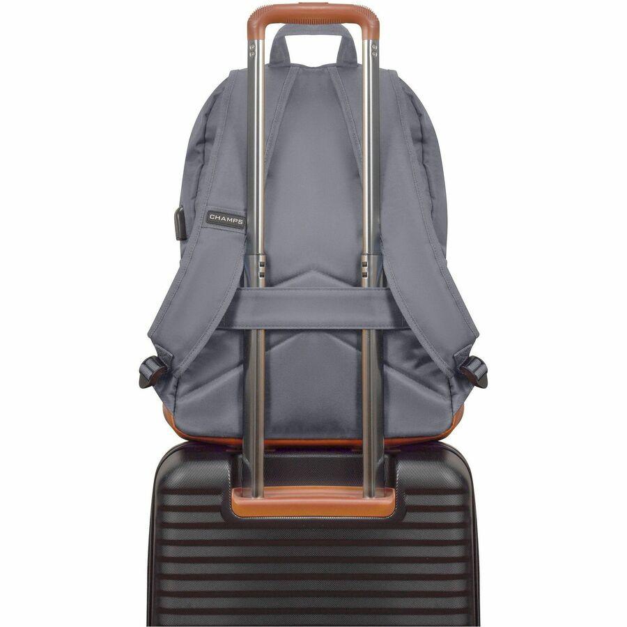 Champs Vintage Carrying Case (Backpack) for 11 to 15.6 Water Bottle, Notebook, Tablet, Glasses, Earphone, Travel - Gray - Water Resistant, Water Proof Zipper - Nylon Body - Shoulder Strap,