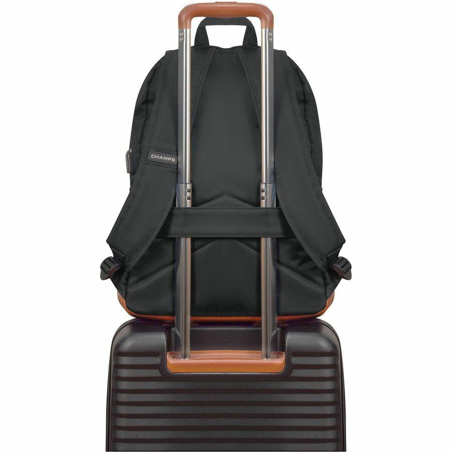 Champs Vintage Carrying Case (Backpack) for 11 to 15.6 Water Bottle, Notebook, Tablet, Glasses, Earphone, Travel - Black - Water Resistant, Water Proof Zipper - Nylon Body - Shoulder Strap