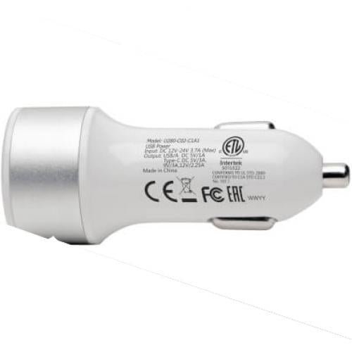 DUAL-PORT USB CAR CHARGER WITH PD CHARGING - USB TYPE C (27W) & USB TYPE A (5V 1