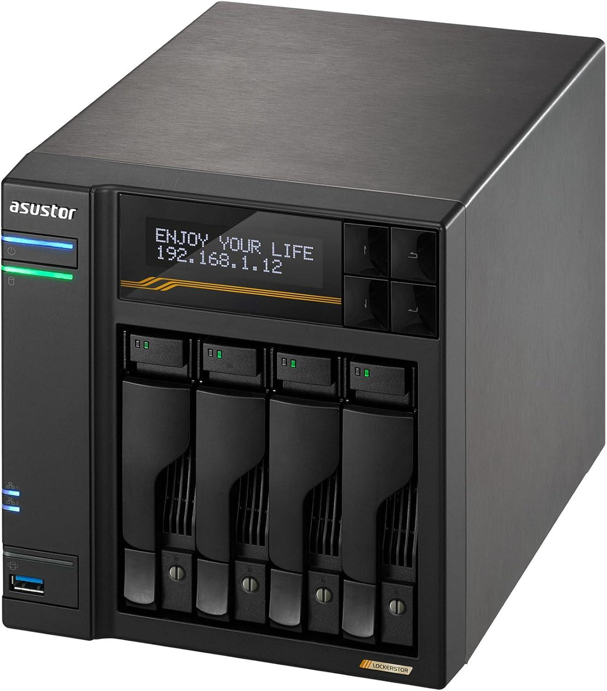 Asustor AS6804T Lockerstor 4 Gen3 4 Bay NAS, Quad-Core 2.3GHz , 2x 10GbE Ports, 16G ECC DDR5,4x M.2 SSD Slots (Diskless)