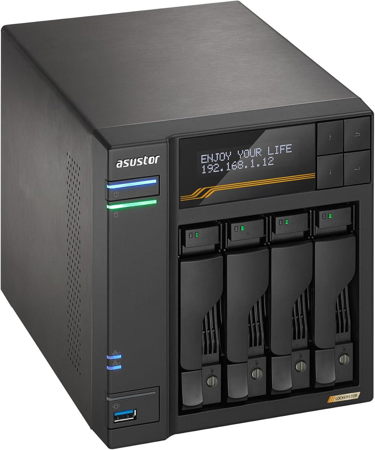 Asustor AS6804T Lockerstor 4 Gen3 4 Bay NAS, Quad-Core 2.3GHz , 2x 10GbE Ports, 16G ECC DDR5,4x M.2 SSD Slots (Diskless)