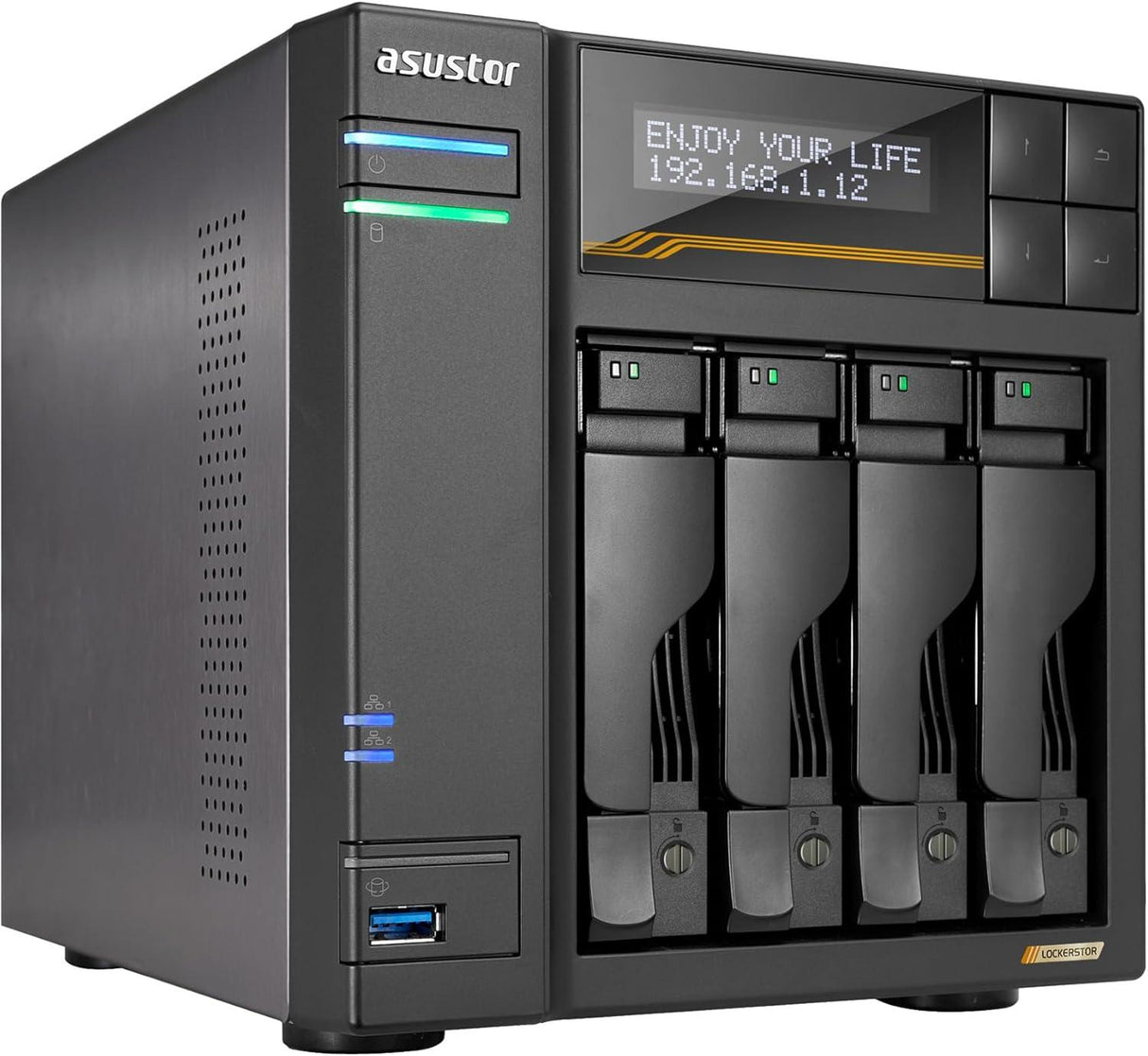 Asustor AS6804T Lockerstor 4 Gen3 4 Bay NAS, Quad-Core 2.3GHz , 2x 10GbE Ports, 16G ECC DDR5,4x M.2 SSD Slots (Diskless)