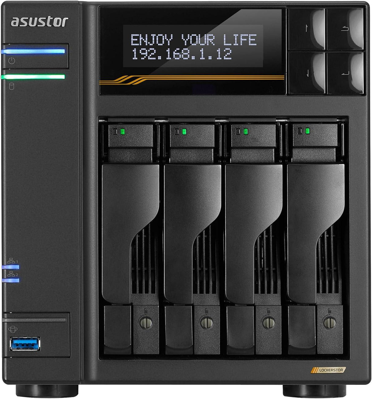 Asustor AS6804T Lockerstor 4 Gen3 4 Bay NAS, Quad-Core 2.3GHz , 2x 10GbE Ports, 16G ECC DDR5,4x M.2 SSD Slots (Diskless)