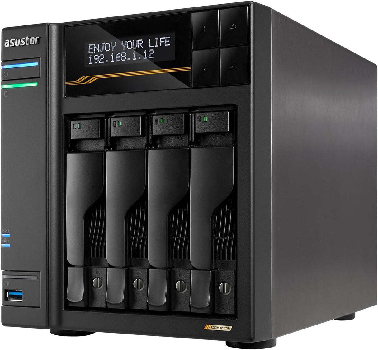 Asustor AS6804T Lockerstor 4 Gen3 4 Bay NAS, Quad-Core 2.3GHz , 2x 10GbE Ports, 16G ECC DDR5,4x M.2 SSD Slots (Diskless)