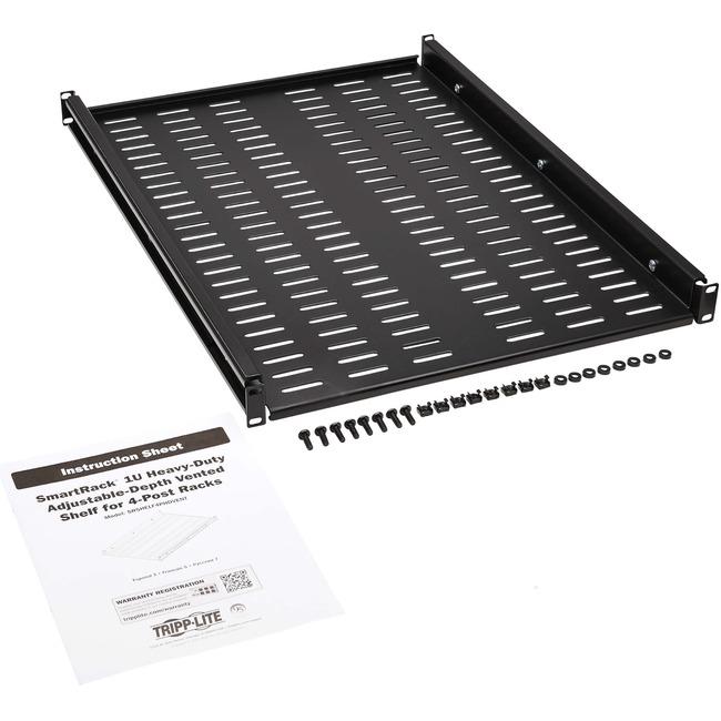 Tripp Lite SRSHELF4PHDVENT Adjustable Deep Rack Shelf Steel Vented 250lbs (113kg) Capacity