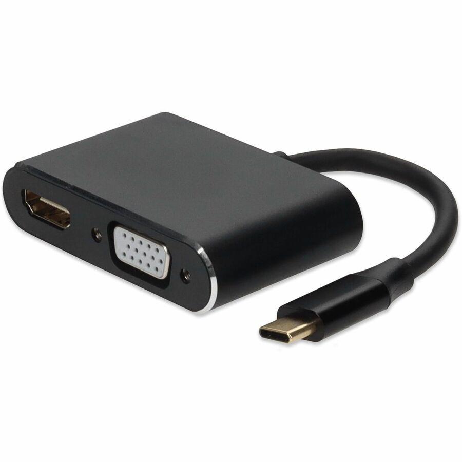 AddOn 8in USB-C Male to HDMI 4K VGA Female Hub with Aluminum Housing