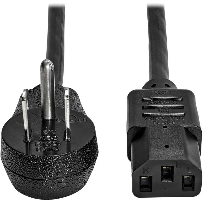 Tripp Lite Model P006-010-15D 10 ft. Desktop Computer AC Power Cord, Right-Angle NEMA 5-15P to C13 - 10A, 125V, 18 AWG, 10 ft. Black