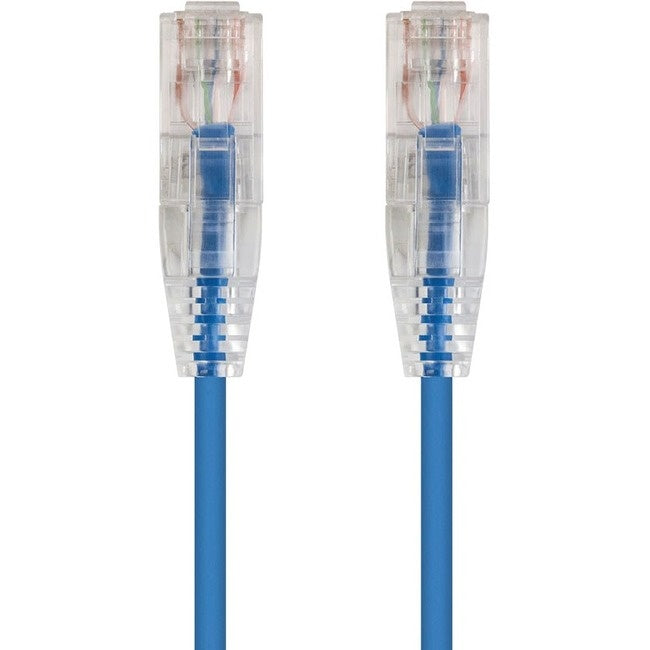 Monoprice Cat6 Ethernet Patch Cable - 0.5 feet - Blue | Snagless RJ45 Stranded 550MHz UTP CMR Riser Rated Pure Bare Copper Wire 28AWG - SlimRun Series
