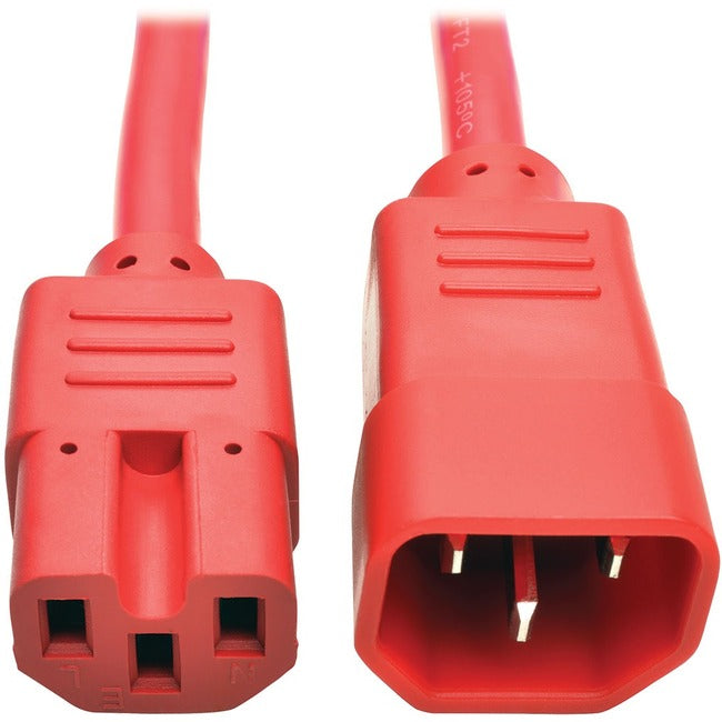 Tripp Lite Heavy-Duty Computer Power Cord, 15A, 14 AWG (IEC-320-C14 to IEC-320-C15), Red, 2 ft. (P018-002-ARD)