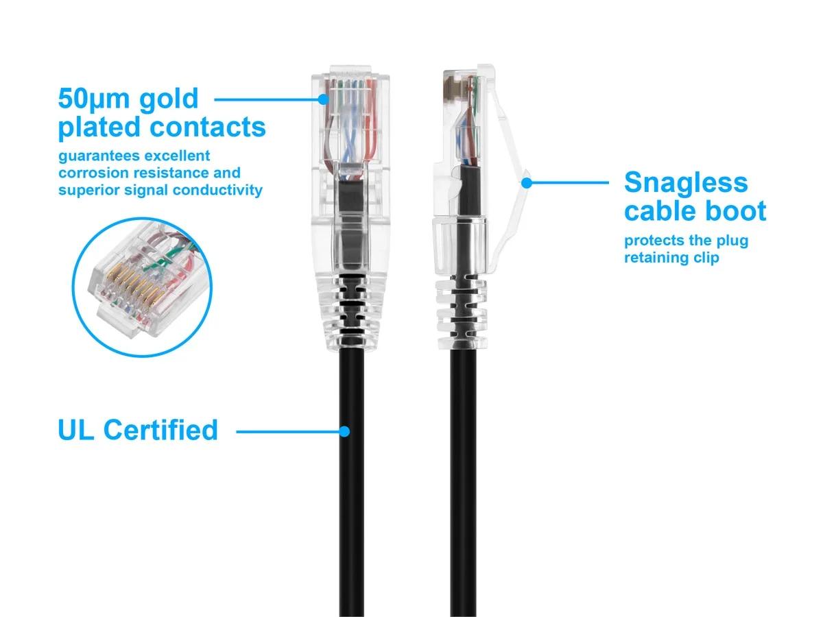 Monoprice Cat6 Ethernet Patch Cable - 5 feet - Black | Snagless RJ45 Stranded 550MHz UTP CMR Riser Rated Pure Bare Copper Wire 28AWG - SlimRun Series