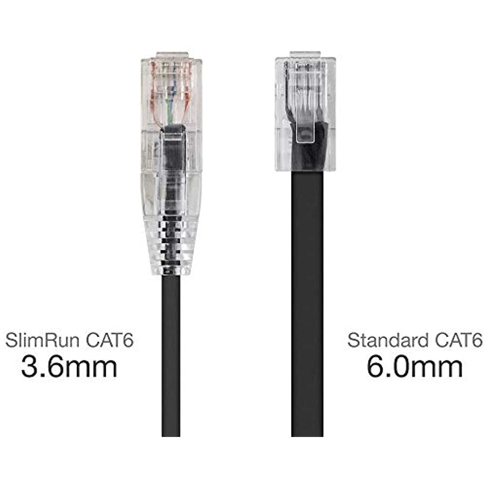Monoprice Cat6 Ethernet Patch Cable - 5 feet - Black | Snagless RJ45 Stranded 550MHz UTP CMR Riser Rated Pure Bare Copper Wire 28AWG - SlimRun Series